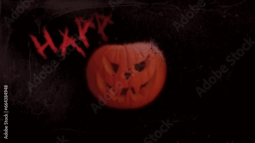 Spooky Halloween Pumpkin with animated text 4K