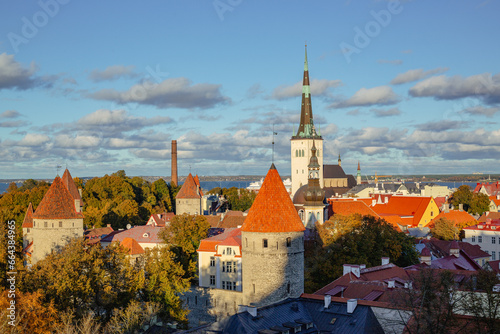 City view from Patkuli viewing platform in Tallin in Estonia in October