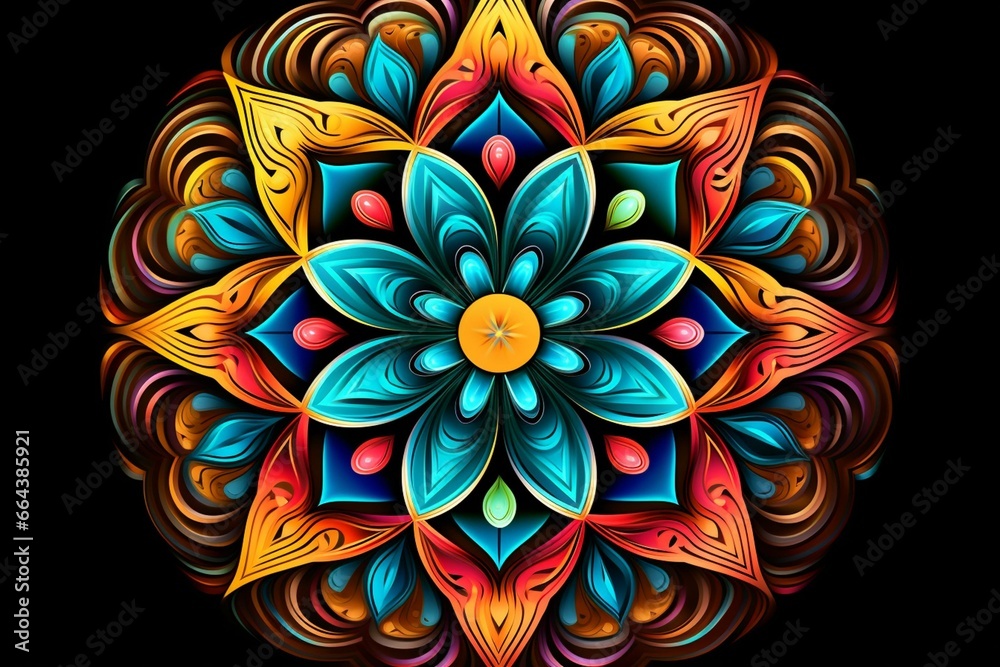 Vibrant circular pattern representing harmony and unity. Generative AI