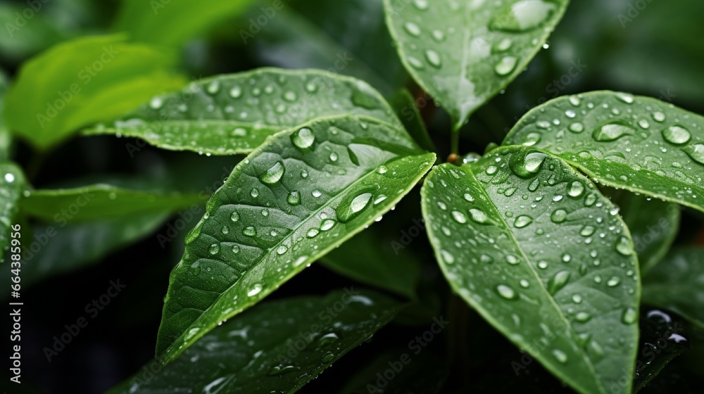 rain drops on a green leaf generated by AI tool rain drops on a green leaf generated by AI tool