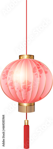 Chinese style traditional luxury pink lantern with flower pattern