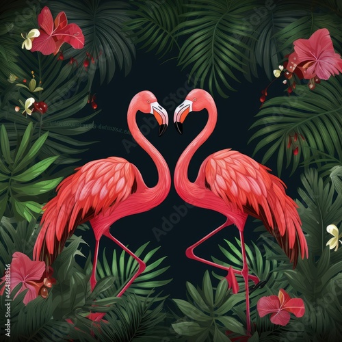 Flamingo illustration, AI generated Image