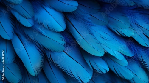 A stunning, high-resolution 8K image capturing the intricate patterns and textures of a hyacinth macaw's feathers up close. © Anmol