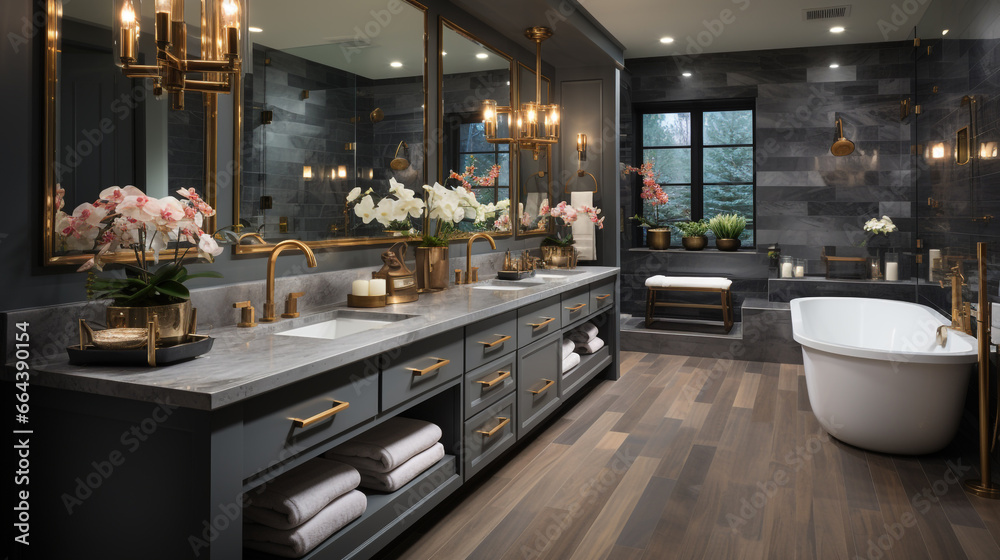 Luxurious master bathroom with a double vanity