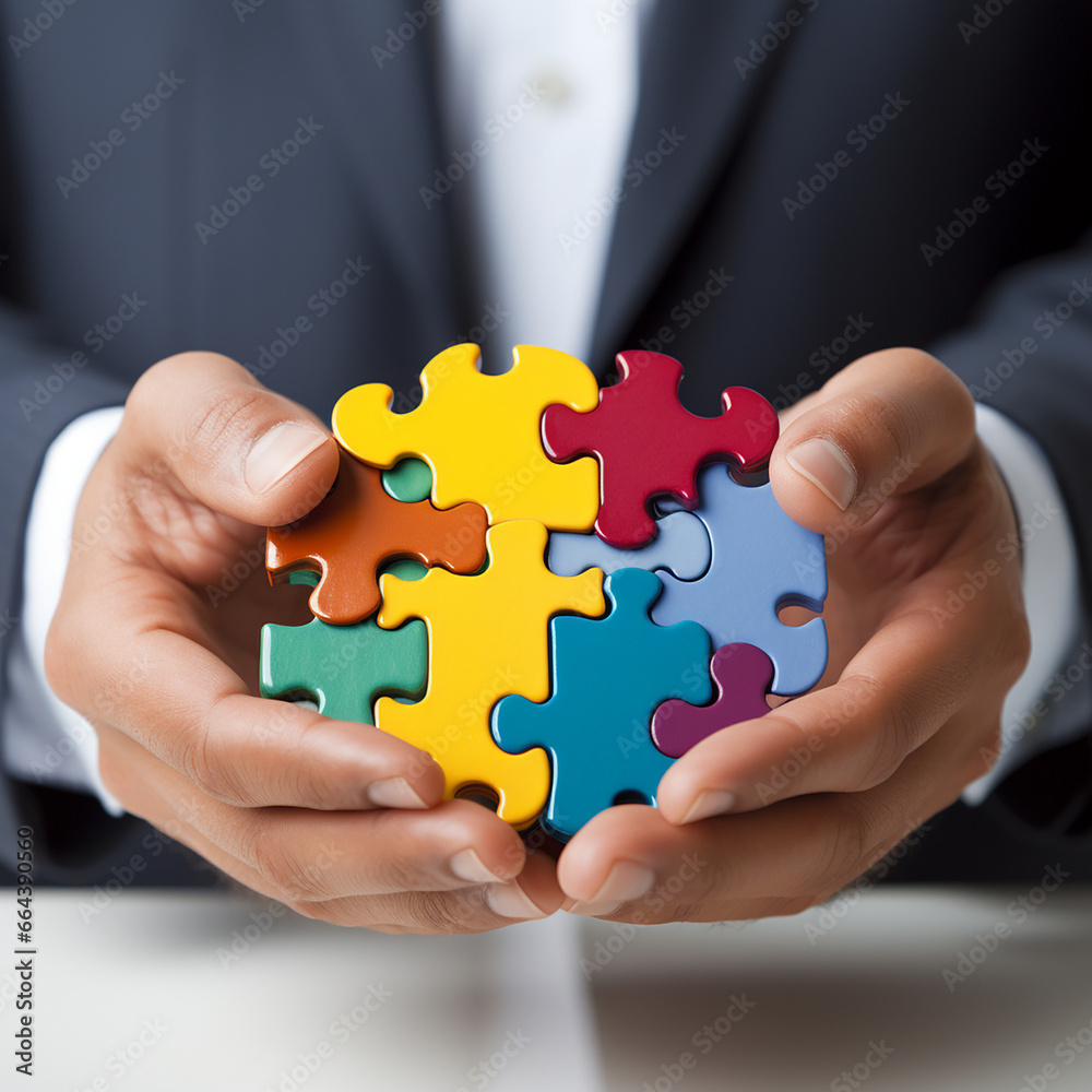 mann hölt hand schützend setzt ein puzzle zusammen symbolisch busienss kraft vertrauen mann hölt hand schützend setzt ein puzzle zusammen symbolisch busienss kraft vertrauen