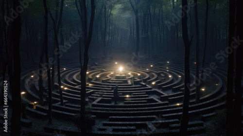 A labyrinth in the woods photo
