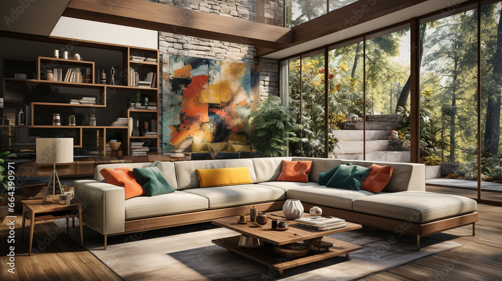 Mid-century modern inspired living room