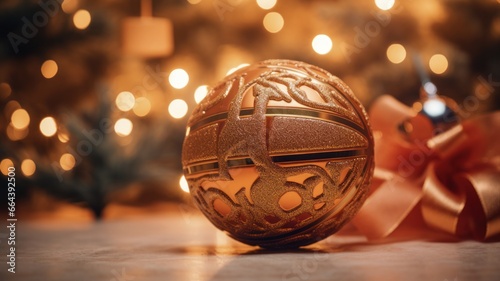 Athletic Festivity: 3D Orange Ball in Circularity of Christmas Concept