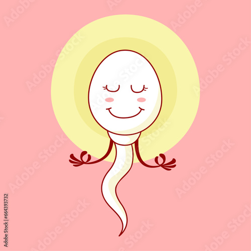 sperm meditate character. sperm and egg human concept