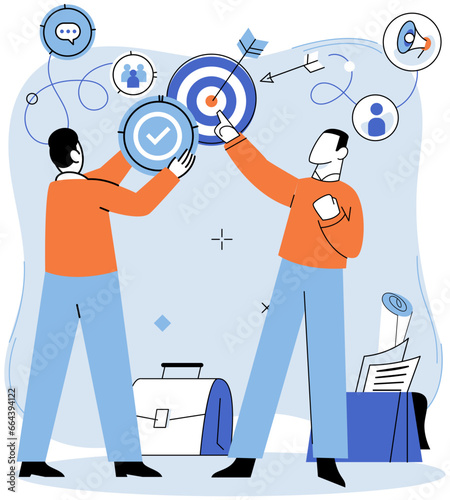 Successful project launch. Vector illustration. A successful business, epitome of determination and smart decisions Project launch startup, exciting embarkation into world of business A development