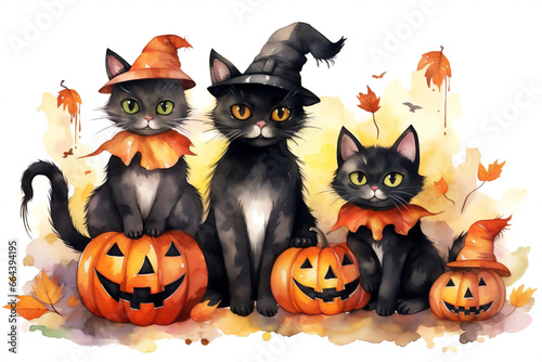 Wallpaper Mural Holiday party october spooky animal halloween black cat autumn pumpkin witch Torontodigital.ca