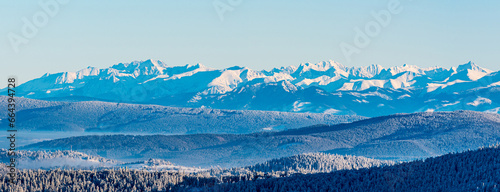 Vysoke Tatry from Velka Raca hill in winter Kysucke Beskydy mountains photo