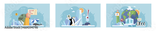 Climate change. Save the planet. Vector illustration Environmental protection is shared responsibility to counteract global warming Lets address climate change and protect earth through sustainable