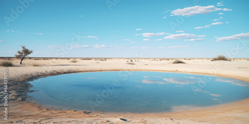 Lake in desert mirage