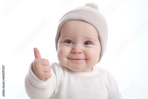 Child holding thumbs up.AI Generated