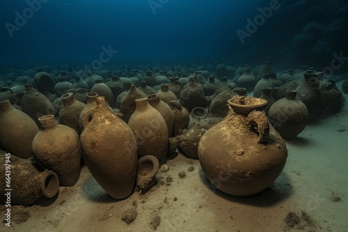 Old vase underwater treasure.AI Generated