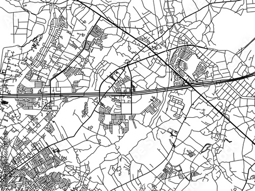 Vector road map of the city of Shiroi in Japan with black roads on a white background. 4:3 aspect ratio.