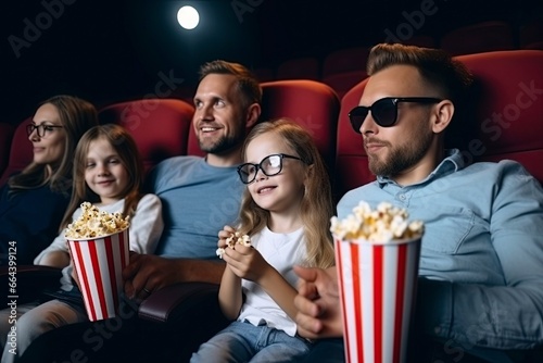 Happy Family Movie Night.AI Generated