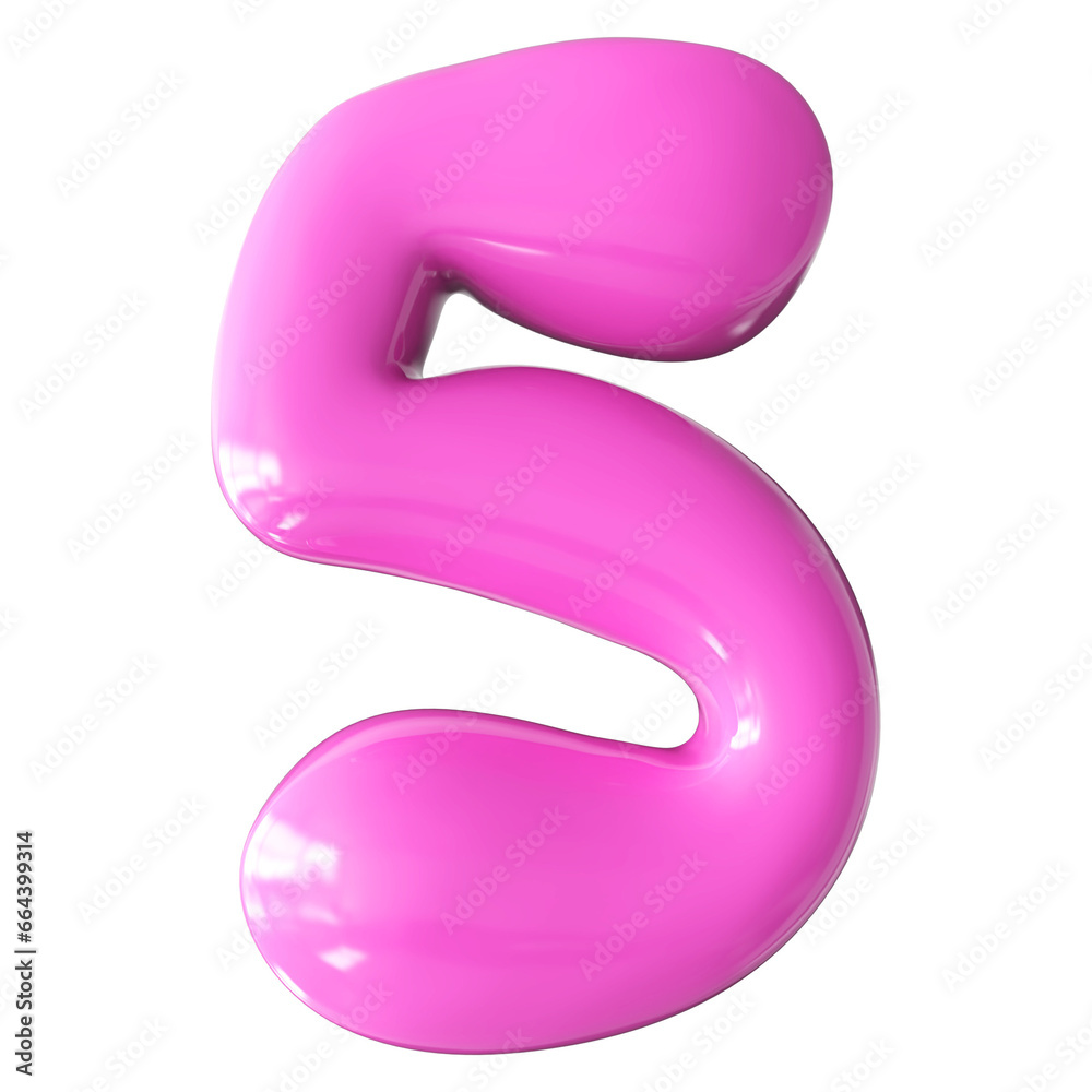 Bubble Number 5 Pink Bubble Number 5 Pink