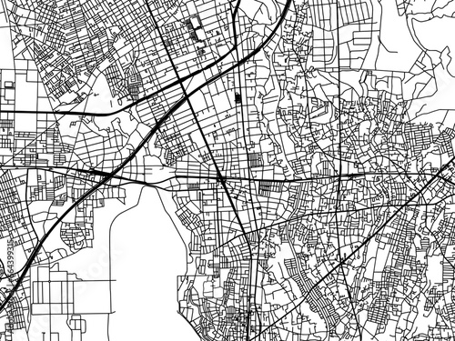 Vector road map of the city of  Yamato in Japan with black roads on a white background. 4:3 aspect ratio. photo