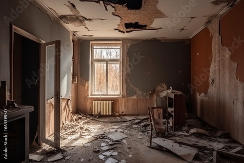 Interior of the old abandoned house.AI Generated