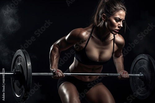 Woman lifting weight in gym.AI Generated