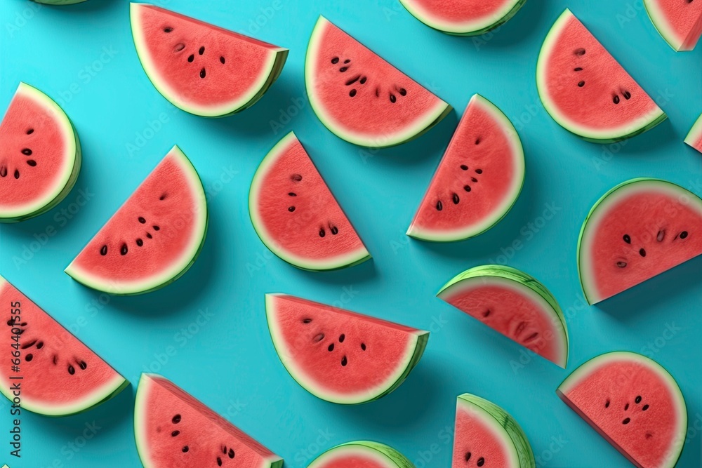 watermelon seamless pattern blue background.AI Generated watermelon seamless pattern blue background.AI Generated
