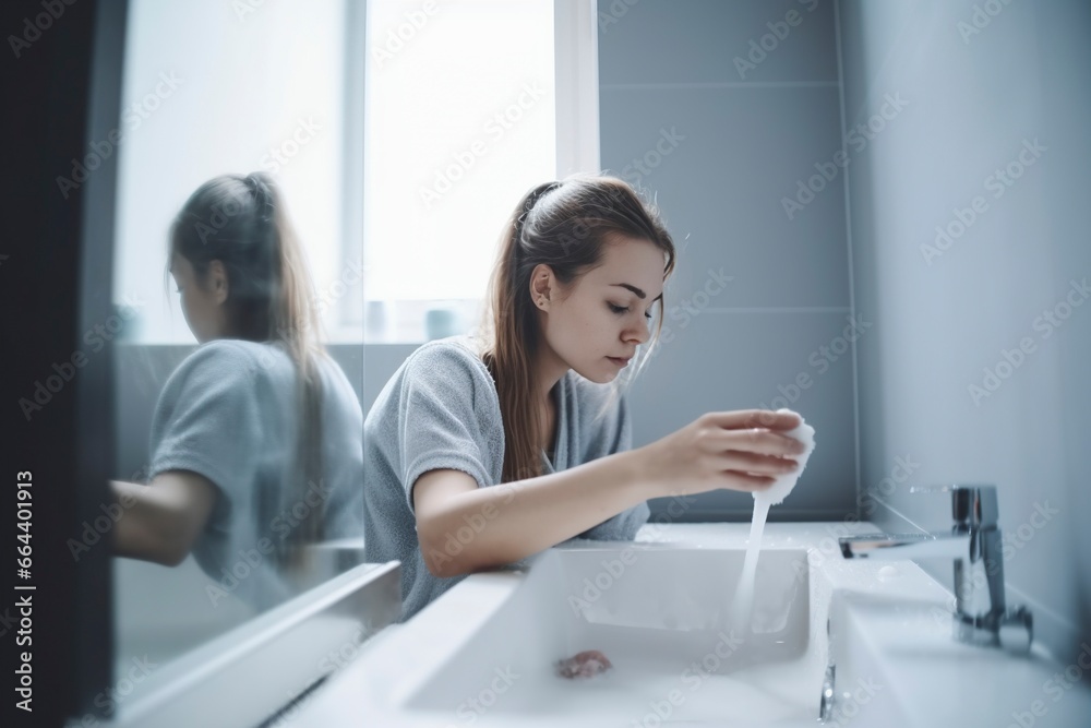 Women Cleaning bathroom.AI Generated