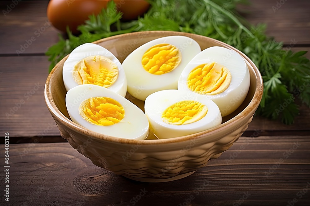Boiled eggs in bowl. Boiled eggs in bowl.