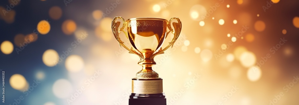 Champion golden trophy for winner background. Success and achievement concept. Champion golden trophy for winner background. Success and achievement concept.