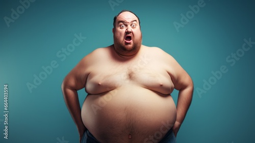 Fat man on a blue background photo