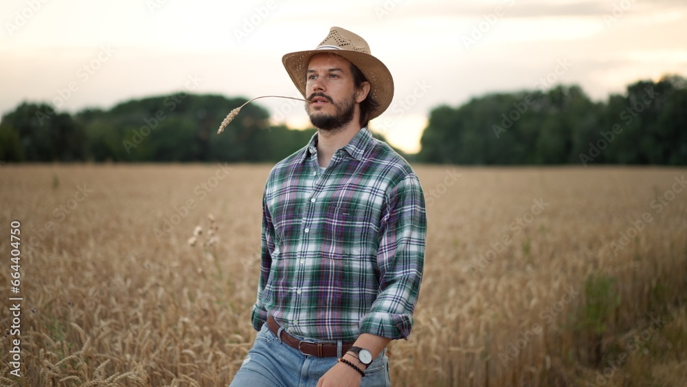 Positive caucasian good looking man with a beard smiling to the camera and while standing Positive caucasian good looking man with a beard smiling to the camera and while standing