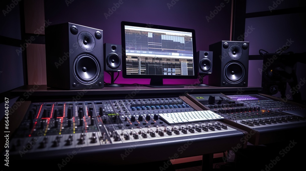 Modern Music Recording Studio .Control Desk . Generative AI Modern Music Recording Studio .Control Desk . Generative AI