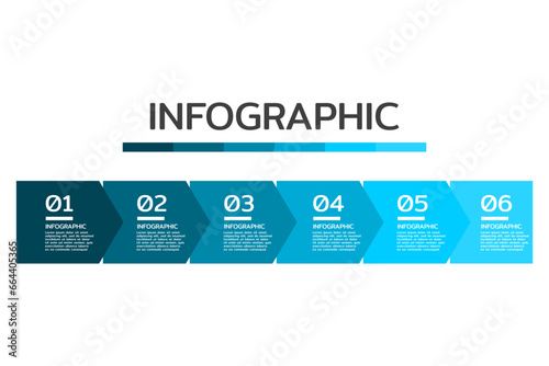 Business process infographic template design with 6 options or steps.Vector illustration