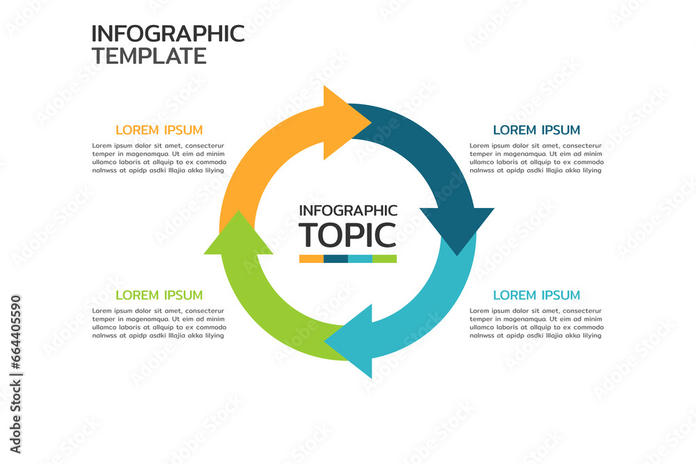 Business infographic. Vector Infographic Cycle design template with icons and 4 options or steps. - obrazy, fototapety, plakaty 