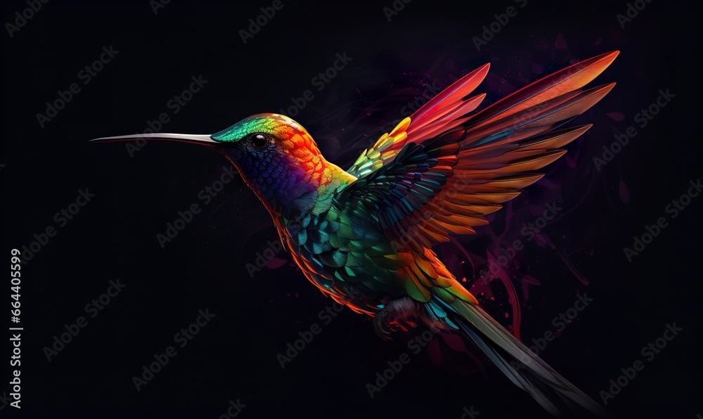 Fototapeta premium hummingbird logo with multiple colors flying through the air..