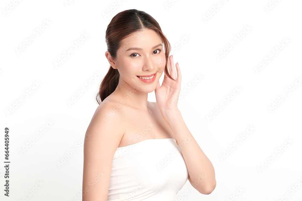 Beautiful young asian woman with clean fresh skin on white background, Face care, Facial treatment, Cosmetology, beauty and spa, Asian women portrait. Beautiful young asian woman with clean fresh skin on white background, Face care, Facial treatment, Cosmetology, beauty and spa, Asian women portrait.