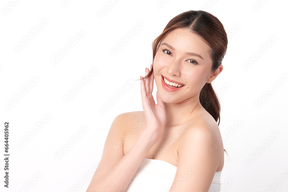 Beautiful young asian woman with clean fresh skin on white background, Face care, Facial treatment, Cosmetology, beauty and spa, Asian women portrait. Beautiful young asian woman with clean fresh skin on white background, Face care, Facial treatment, Cosmetology, beauty and spa, Asian women portrait.