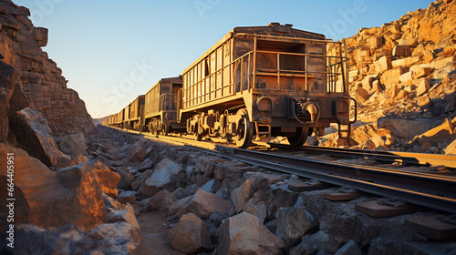 A rail yard next to a mine, with loaded ore cars waiting to transport valuable minerals to processing facilities