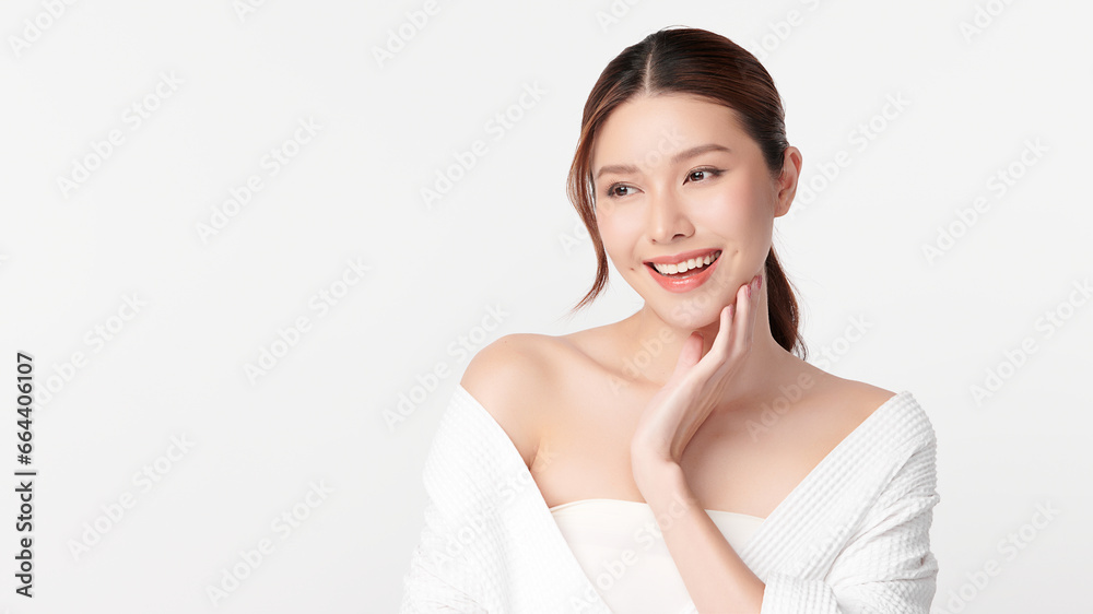 Beautiful young asian woman with clean fresh skin on white background, Face care, Facial treatment, Cosmetology, beauty and spa, Asian women portrait. Beautiful young asian woman with clean fresh skin on white background, Face care, Facial treatment, Cosmetology, beauty and spa, Asian women portrait.