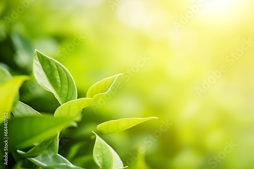 Nature of green leaf in a garden in summer under sunlight. Spring background.