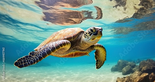 Photo of Sea turtle in the Galapagos island.