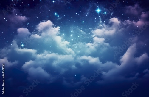 Space of night sky with clouds and stars. © Dibos