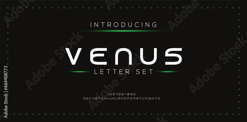 VENUS special and original font letter design. modern tech vector logo typeface for company.