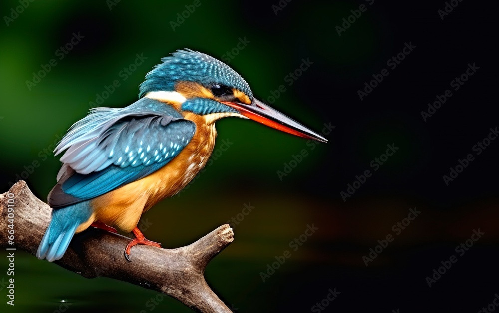 Fototapeta premium The common kingfisher wetlands bird colored feathers from different birds.