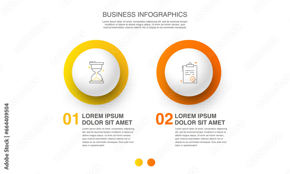 Timeline vector infographic design with two icons and circles. Circular infographics for business concepts and reports. Use for chart, presentations, banner, process, flow chart, annual graph. Timeline vector infographic design with two icons and circles. Circular infographics for business concepts and reports. Use for chart, presentations, banner, process, flow chart, annual graph.