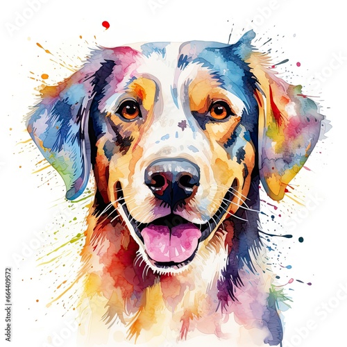 Watercolor dog clip art on white background.