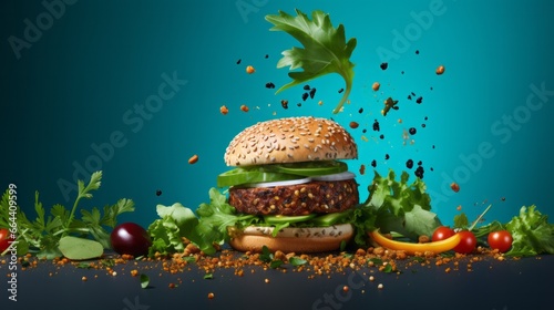 Veggie burger. The concept of vegetarianism and healthy lifestyle