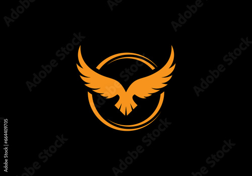 Eagle wing flight logo. Hawk shield wings icon. Flying bird emblem. Vector illustration.
