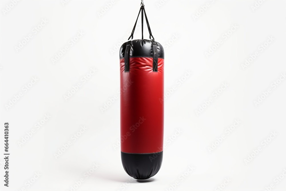 A red punching bag isolated on a white background A red punching bag isolated on a white background